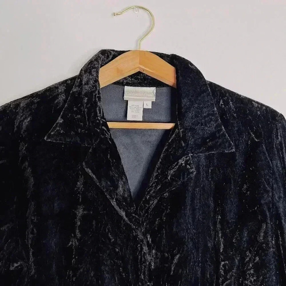 Coldwater Creek Black Velvet Blazer Gothic Goth Punk Women's Size L - Picture 2 of 5